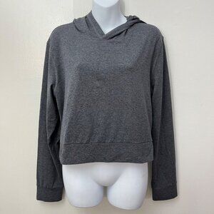 BYLT Essential Cropped Hoodie Charcoal Gray Long‎ Sleeve Top Active Size L